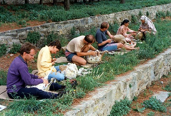 1996 · Cortona. Stone carving along the monastery wall