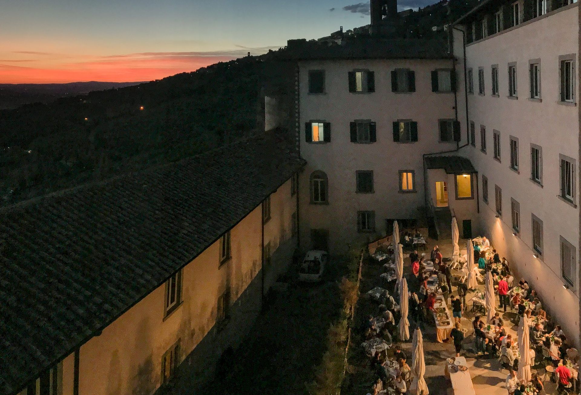 Late afternoon light across the valley below Cortona.